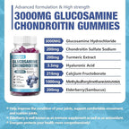 1 Pack 3000mg Glucosamine Chondroitin with MSM Gummies & Elderberry, Extra Strength Joint Support Health, Flexibility, Antioxidant, Immune Supplement Gummy for Adults, Men & Women 60 Counts