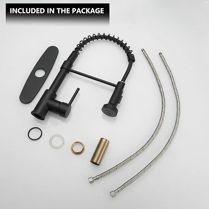 Black Kitchen Faucet with Pull Down Sprayer, AIMADI Commercial Single Handle Pull-Down Sprayer Kitchen Faucets,Matte Black