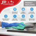 Microfiber Cleaning Cloths,48 Pack, 16"x16", All-Purpose, Softer, Highly Absorbent, Lint-Free, Reusable, Washable Pro Towels, Green, for House, Kitchen, Bathroom, Car, Office