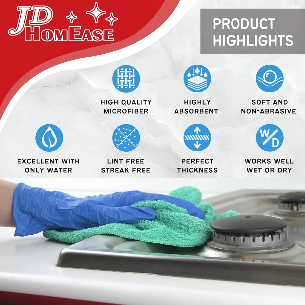 Microfiber Cleaning Cloths, 240 Pack, 16"x16", All-Purpose, Softer, Highly Absorbent, Lint-Free, Reusable, Washable Pro Towels, White, for House, Kitchen, Bathroom, Car, Office