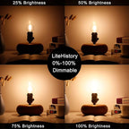 LiteHistory Dimmable g16.5 led Bulb 40W g16 1/2 led Edison Bulb 2700K 4W e26 Globe Light Bulbs for Ceiling Fan,Chandelier,Vanity Light Bulb AC120V 400lm 6Pack