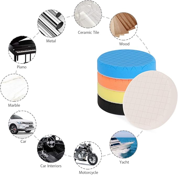 AVID POWER 6 Inch Buffing Polishing Pads 5Pcs for 6 Inch Backing Plate, Compound Buffing Sponge Pads for Car Buffer Polisher Compounding, Polishing and Waxing