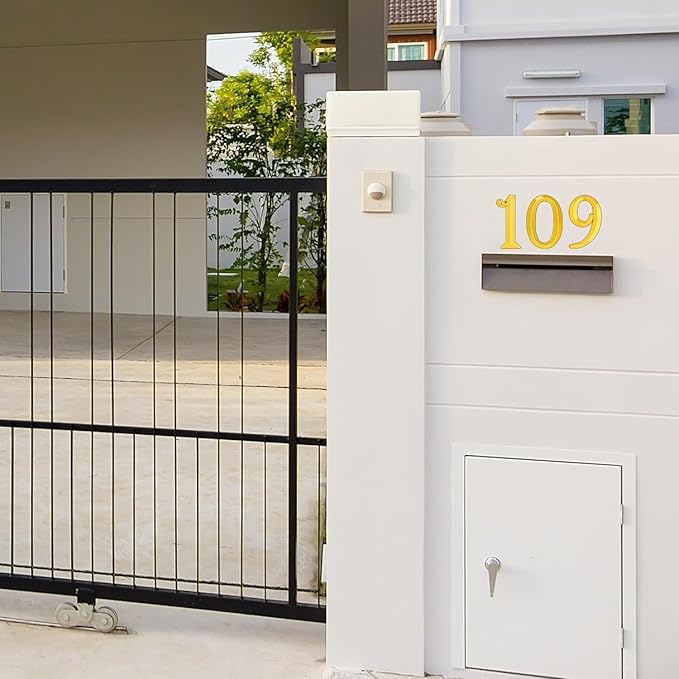 10Pcs Mailbox Numbers for outside 0-9, 2.75 inch 3D Self Adhesive Street Address House Door Numbers Signs for Apartment,Office,Cars,Mailboxes (Golden)