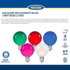 Novelty Lights 25 Pack G40 Blue Outdoor Globe Bulbs, Light Bulbs Glass Incandescent Bulbs with 3000 Hour Lifespan, Globe String Lights Replacement Bulbs