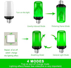 Flame Light Bulbs, 4 Modes LED Flame Effect Light Bulb, E26 Base Flickering Light Bulb with Gravity Sensor,Flickering Light Bulbs Halloween Home Party (Green-2 Pack), AF240301A
