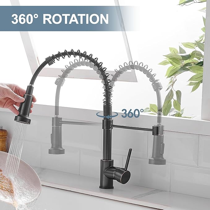 Oil Rubbed Bronze Kitchen Faucet,AIMADI Commercial Single Handle Single Hole Bronze Kitchen Faucet with Pull Down Sprayer grifo para fregaderos de cocina
