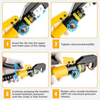 Hydraulic Crimping Tool With 9 Pairs Of Dies, 12 To 2/0 Awg, Hydraulic Wire Battery Cable Lug Terminal Crimper Crimping Tool, Crimping Easier