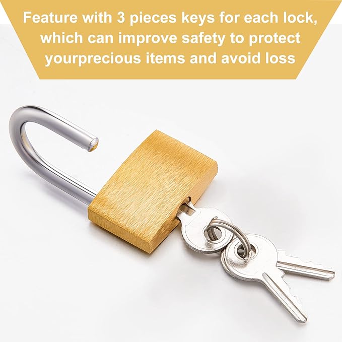 Kenning 16 Pcs Solid Keyed Alike Padlocks 1.18" Solid Brass Padlock with Key Weatherproof Luggage Locks Suitcase Lock Wide Body with Hardened Steel Shackle for Sheds, Storage Unit, Gym Fence
