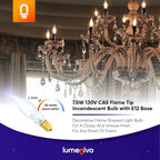 lumenivo 7.5 Watt Light Bulbs 120V/130V Bent Tip Candelabra, Flame Tip Chandelier Bulbs, Flame Shaped Light Bulbs Standard Base – Replacement Christmas Candle Tip Incandescent E12 Bulbs – 2 Pack