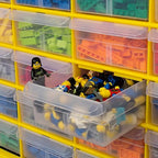 Akro-Mils 24-Drawer Plastic Drawer Storage Cabinet for Garage Organization, Bead Organizer, Building Bricks Storage, Teacher Toolbox, Makeup Organizer, 20-Inch W x 6-Inch D x 16-Inch H, 10124 Yellow