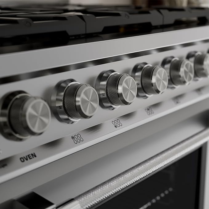 Empava 36 Inch Professional Gas Range with Convection Oven, 6 Sealed Burners (103,000 BTU Total), Wok Burner, Telescopic Racks, Porcelain Cooktop, Stainless Steel Stove, ETL Certified