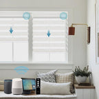 SmartWings Motorized Zebra Shades Work with HomeKit, Alexa, Google Home, 85% Blackout Light Filtering Day Night Sheer Blinds, Privacy Light Control, for Home/Office, Customized, Linen White