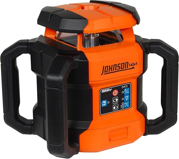 Johnson Level & Tool JRT300-RDHV-S Self-Leveling Red Dual Slope Rotary Laser System, 4,000FT Range, Lithium Ion Batteries, Magnetic Target, Laser Detector, Remote Control, Tripod and 13 FT Grade Rod