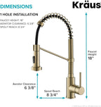KRAUS Bolden Commercial Style 2-Function Single Handle Pull Down Kitchen Faucet in Spot-Free Antique Champagne Bronze, KPF-1610SFACB