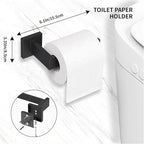 Bathroom Accessory Towel Bar Set: 5 Pieces Matte Black Bathroom Hardware Square SUS304 Stainless Steel - Wall Mounted Towel Rack&Toilet Paper Holder&Towel Ring and Robe Hooks.