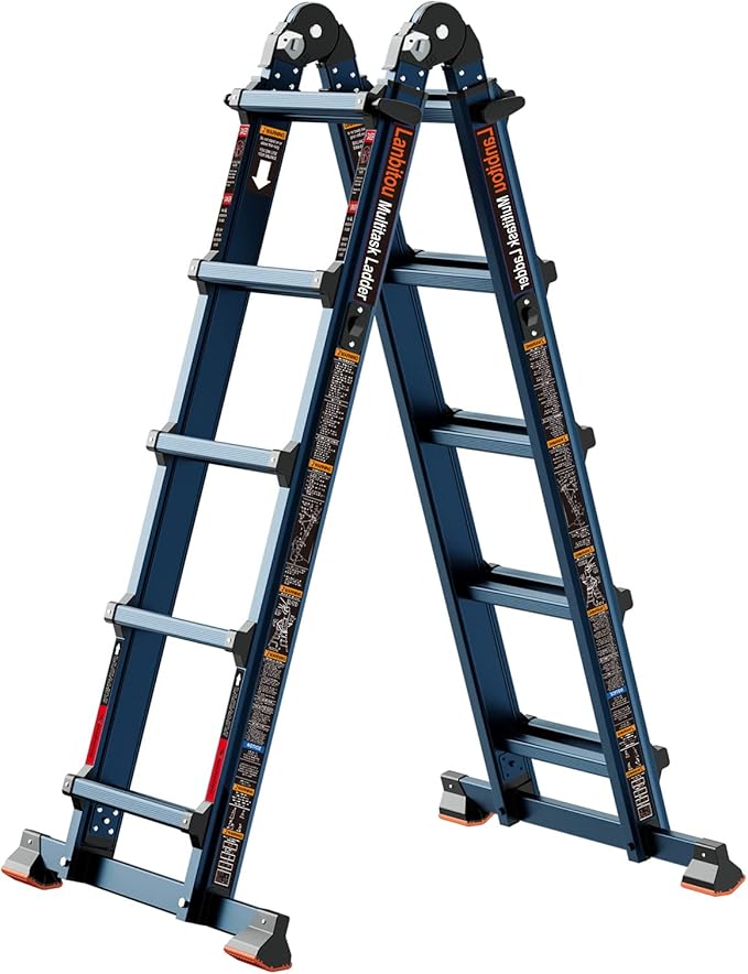 Ladder, A Frame 5 Step Ladder Extension, 17 Ft Anti-Slip Multi Position Ladder, Storage Folding Ladder, 330 lbs Security Load Telescoping Aluminum Ladders for Stairs Home Indoor Outdoor Roof