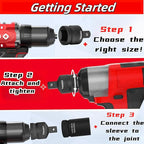 Impact Socket Adapter 1" F to 1/2" M,Cr-Mo Steel, Enhances Impact Driver Conversions, For Auto and Construction Use.