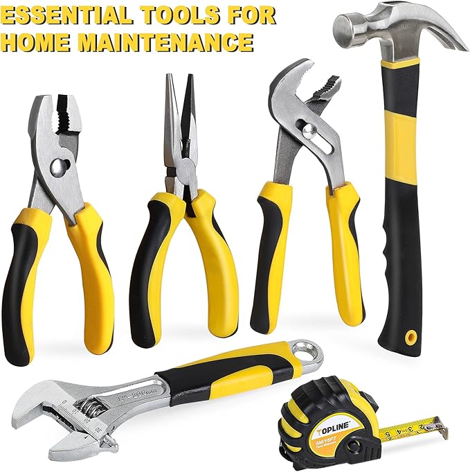 TOPLINE 390-Piece Hand Tool Kits for Home, 14-Inch Wide Mouth Tool Bag with Tools Included, Home Tool Set for Men, General Maintenance, Daily Use