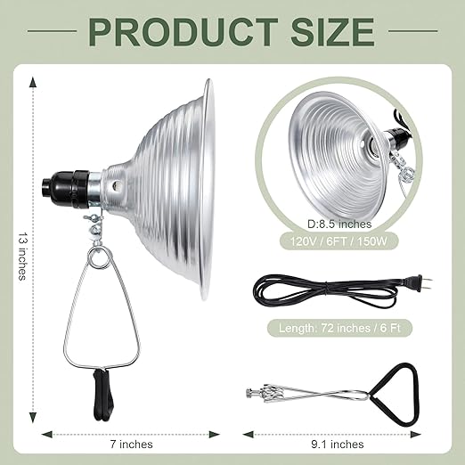 Macarrie 8 Pack Clamp Lamp Light with Aluminum Reflector, 6ft SPT-2 18awg Cord and Adjustable Stand Fixture, up to 150 Watt, E26 Socket, No Bulb(8.5 Inch)