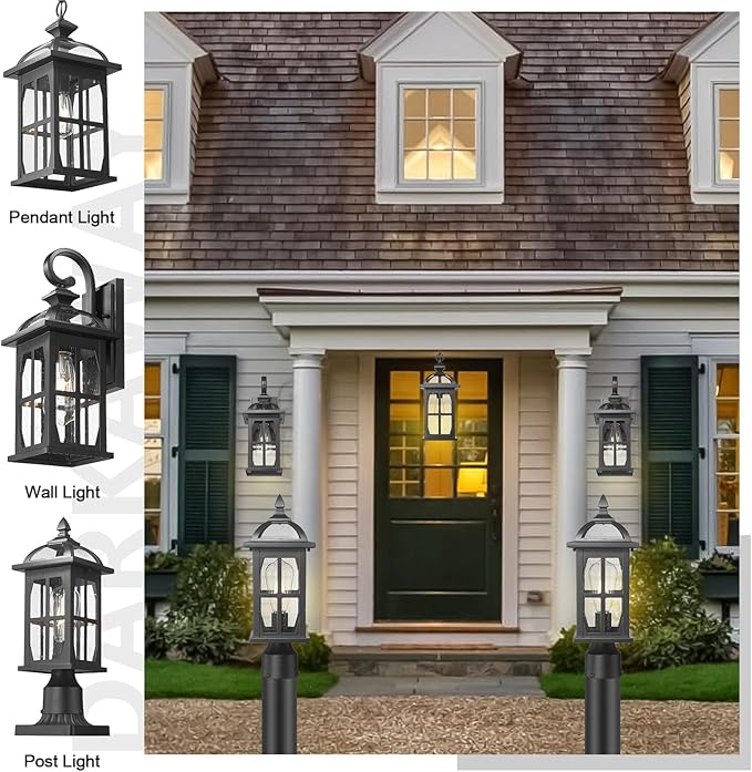 Darkaway Large Outdoor Wall Lights, 22inch Exterior Light Fixture with Seeded Glass, Aluminum Anti-Rust Outside Exterior Lights Sconces Lighting for House Porch Yard Hallway Doorway Garage