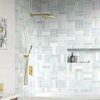 Lava Odoro Modern 2-Setting Square Shower System with Rain Shower Head and Handheld Spray Gold, Rainfall Shower Faucet Set Gold, Shower Valve and Trim Kit, Brushed Gold, SF103-SG