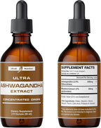 Ashwagandha Liquid Drops - Ashwagandha Supplements with Rhodiola Rosea Tincture - Organic Ashwagandha Root Extract for Mood and Energy - Supplement for Men & Women