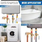 Isolator Tankless Water Heater Valve Kit with Pressure Relief Valve, 3/4 Inch IPS Water Heater Flush Kit, Clean Brass