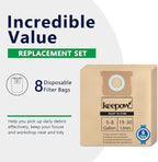 KEEPOW 5-8 Gallon Vacuum Bags, Compatible with Stanley SL18115, SL18116, SL18117, SL18158 and Porter-Cable PCX18406-5B, PCX18404P-6A– Durable, Easy Disposal for Wet/Dry Vacuums 8 Pack