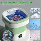 Portable Washing Machine, 15L Mini Collapsible Washer with 3 Cleaning Modes for Baby Clothes, Underwear, Small Foldable Laundry for Travel Apartment Home Dorm Hotel Camping (White+Green)