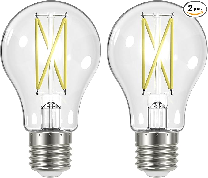 OHLECTRIC A19 LED Light Bulb (2-Pack) 8 Watt (60W Equivalent) E26 Medium Base, Dimmable, 800 Lumens, 2700K, Soft White, 120 Volt, Clear Light Bulbs, Long Life 15,000 Hours, Flicker-Free Bulbs LED