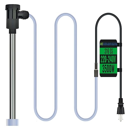 3500W 240V Fully Submersible Water Heater for Hot Tub & Inflatable Pool – Portable Immersion Electric Heater with Auto Shut Off & Wifi Timer for Bathtub, Above Ground Pool and Baptistry