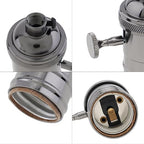 RTNLIT Black Lamp Socket, Vintage Edison E26/E27 Bulb Light Socket with On/Off Knob Switch