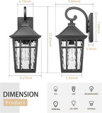 Darkaway Large Outdoor Wall Lights for House, 18inch Exterior Lighting Fixtures Wall Mount Outdoor Porch Lights Waterproof Black Outside Sconce Lights with Water Ripple Glass for Patio Hallway Garage