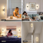 2 Light Bathroom Vanity Light Brushed Nickel, Bathroom Light Fixtures Side Mirror, Vintage Wall Lamp for Bedroom, Modern Bedroom Vanity Lighting Fixtures with Glass Shade