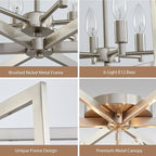 Brushed Nickel Ceiling Light, 20 Inch Chandelier for Dining Room Geometric Metal Modern Chandelier Light Fixture for Kitchen Island Living Room Entryway, 6-Light