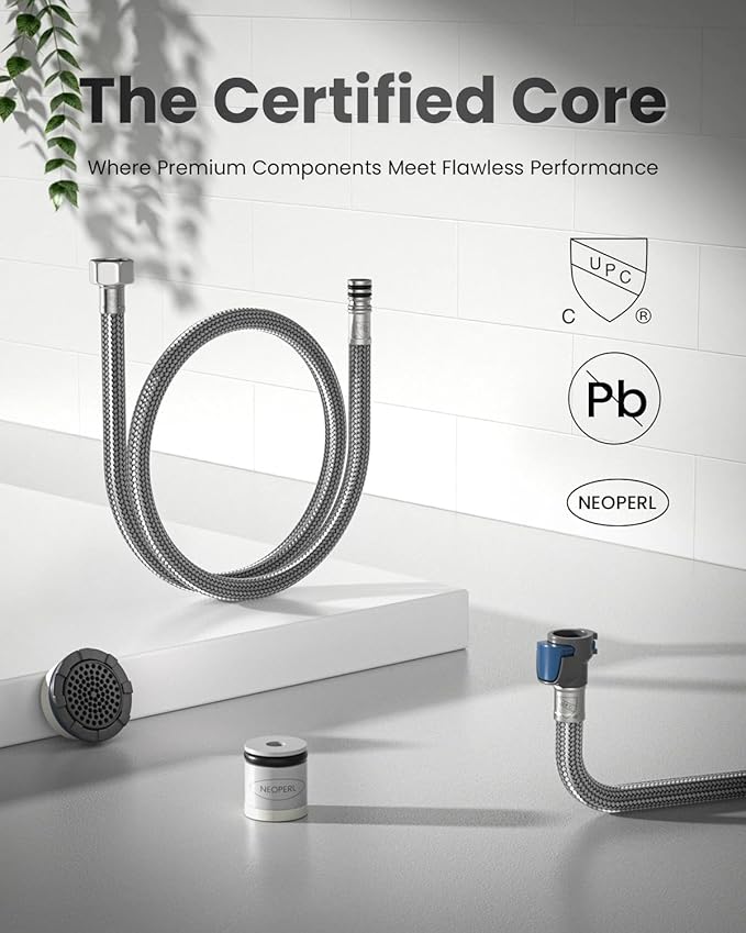 APPASO Matte Black Kitchen Faucet with Pull Down Sprayer, High Arc Single Handle with 3 Modes Spray Head, Neoperl Aerator, cUPC-Certified Pull-Out Hose, Water Supply Tubing & Valve