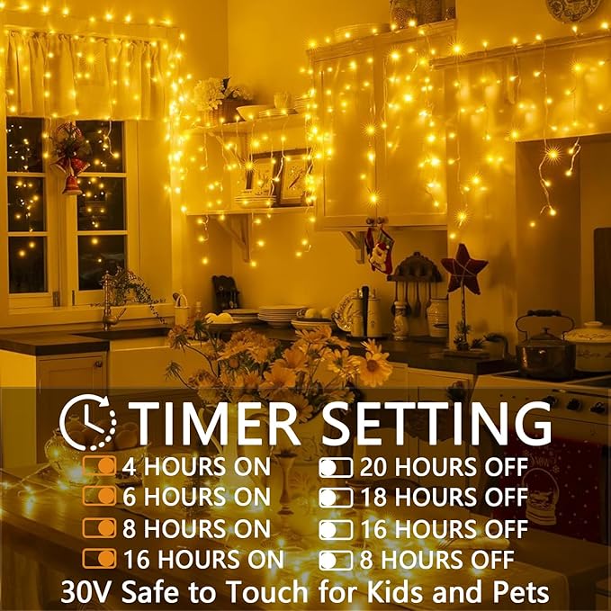 Christmas String Lights Outdoor - 99Ft/30M 1280 LED 8 Modes with Remote Control and App Waterproof Christmas Lights for Patio Yard Garden Wedding Party-Warm White