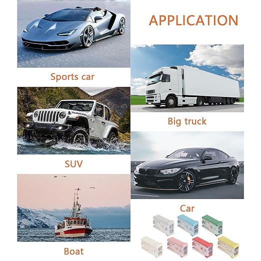 15A 20A 25A 30A 40A 50A 60A 32V Mini Slotted Automotive MCASE Shaped Cartridge Fuse Kit(Pack of 28pcs,4 for Each Model)