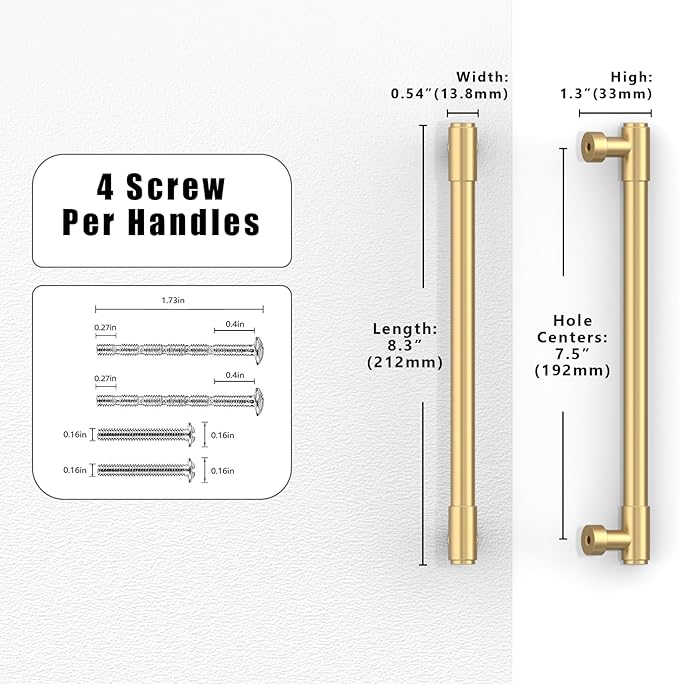 10 Pack Champagne Bronze Cabinet Pulls 7.5 Inch(192mm) Kitchen Cabinet Handles Cabinet Hardware for Drawer Pulls