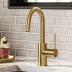 KRAUS Oletto Single Handle Kitchen Bar Faucet with QuickDock Top Mount Installation Assembly in Spot Free Antique Champagne Bronze, KPF-2600SFACB