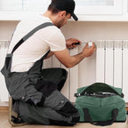 Small Tool Bag,Close Top Wide Mouth Tool Organizer Bag,Large Capacity Tool Bags for Men,Canvas Tool Storage Bag for Storage Handbag for Screwdrivers,Wrench,Pliers Hand Tools (DarkGreen, 12 Inch)