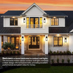 BesLowe Upgraded Motion Sensor Outdoor Wall Lights, 15” Dusk to Dawn Porch Lights Outdoor Wall Sconce Lanterns, 3 Lighting Modes Exterior Lighting Fixtures, Black Outside Lights for House, 2-Pack