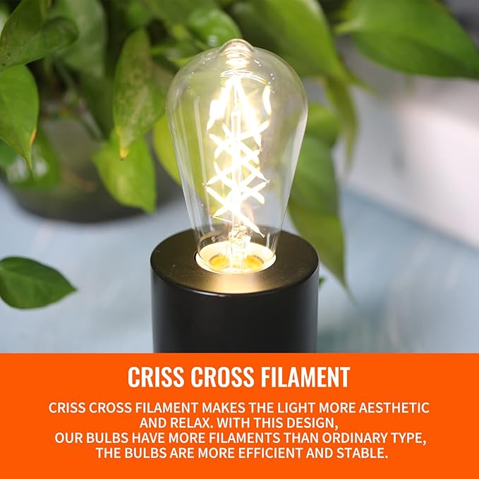 OMED Fishbone Filament LED Edison Bulbs, 60 Watt Equivalent ST64 E26 Dimmable Vintage Light Bulbs, 600Lumen 4000K Daylight White Spiral Old Fashioned Light Bulbs for Dining Room and Island Kitchen