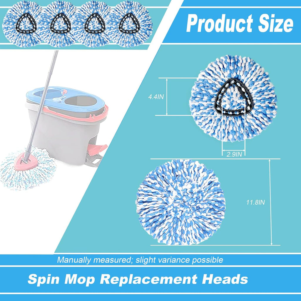 12 Pack Spin Mop Replacement Head, Only Fit for RinseClean 2-Tank System, Microfiber Spin Mop Refill Head Replacement Easy Wring Mop,Spinning Mop Replace Head for Floor Cleaning