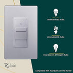 TOPGREENER Digital Dimmer Light Switch for 200W Dimmable LED/CFL Lights, Single Pole Led Slide Dimmer Switch, Neutral Wire Not Required, UL Listed, TGDS1-SV, Silver,1 Pack