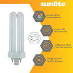 Sunlite CFL Plug-in PLT 4-Pin Triple Tube Light, 32 Watts, 4-Pin GX24q3 Base, 2400 Lumens, 4100K Cool White, 10 Pack