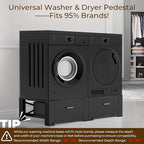 SKM 29" Washer & Dryer Pedestals with Drawer - 2 Pack Laundry Stand Raiser, 14.3" Height, Steel Construction, Black