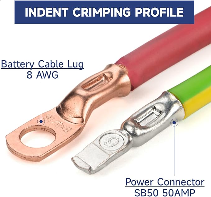 iCrimp IWS-50AP Battery Cable Crimping Tool for Power 50A & 75A Connectors, Anderson SB50 SB120 SB175 Connectors, AWG 8-1/0 Battery Cable Lugs