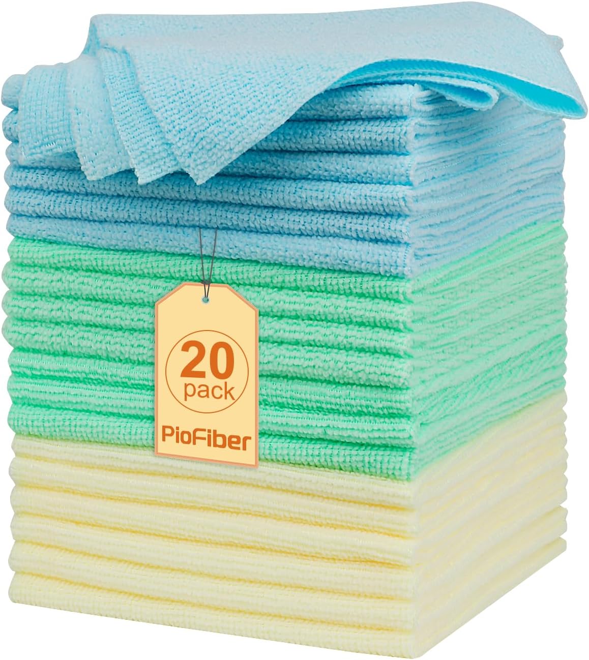 Shop Towels – 20 Pack Edgeless Microfiber Cleaning Cloths, 12"x12" Lint-Free, Reusable Towels for Car Detailing, Kitchen, Garage & Glass – Quick Dry Rags