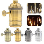 RTNLIT Brass Lamp Socket, Vintage Edison E26/E27 Bulb Light Socket with On/Off Knob Switch(Gold)